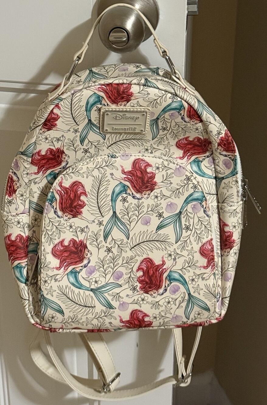 Loungefly x Disney The Little Mermaid Ariel Allover-Print Backpack EUC